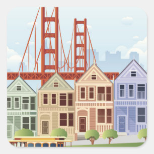 San Francisco   Gedekte dames Vierkante Sticker