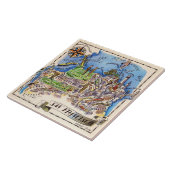 San Francisco geïllustreerde blauwe keramische Teg Tegeltje (Zijkant)