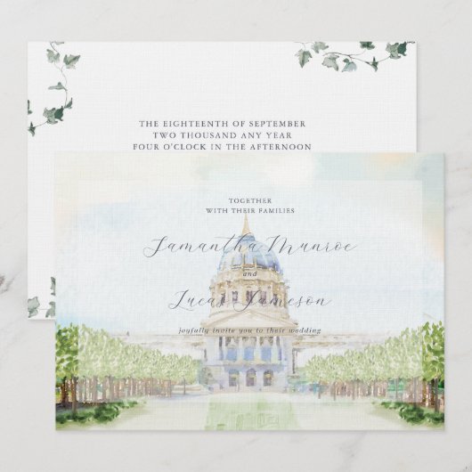 San Francisco geïllustreerde bruiloft Kaart (Voorkant / Achterkant)