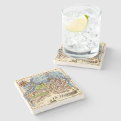  San Francisco geïllustreerde kaart Stenen Onderzetter (Zijkant)