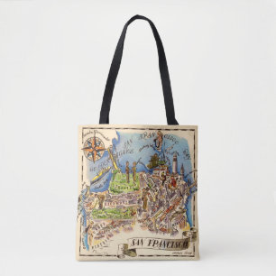  San Francisco geïllustreerde kaart Tote Bag