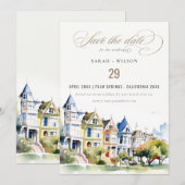 San Francisco Geschilderde Dames Landschap Bruilof Save The Date (Voorkant / Achterkant)