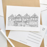 San Francisco geschilderde dames schets Briefkaart<br><div class="desc">Een prachtig geïllustreerd zwart-wit sketch briefkaart met San Francisco's Painted Ladies homes.</div>