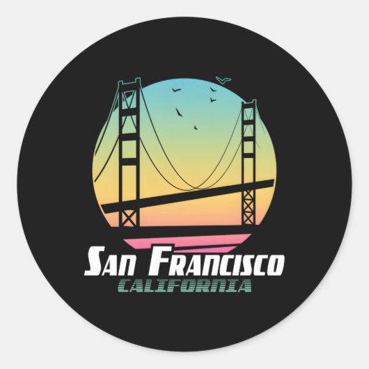 San Francisco Gold Gate Bridge Ronde Sticker (Voorkant)