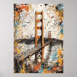San Francisco Golden Gate Abstracte Druppel Schild Poster