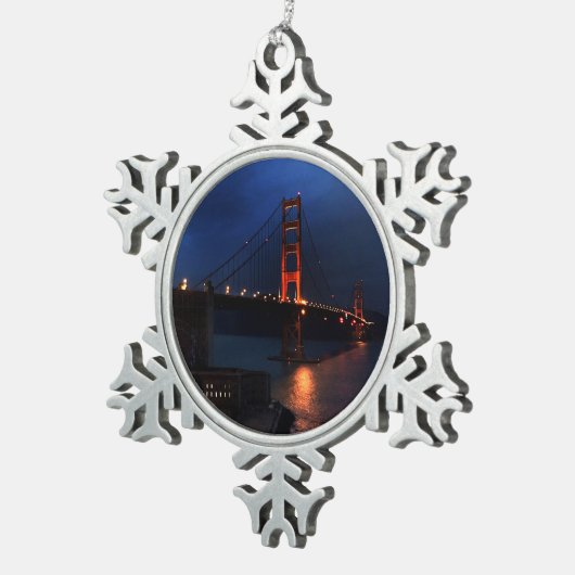 San Francisco Golden Gate Bridge #6 Tin Sneeuwvlok Ornament (Rechts)