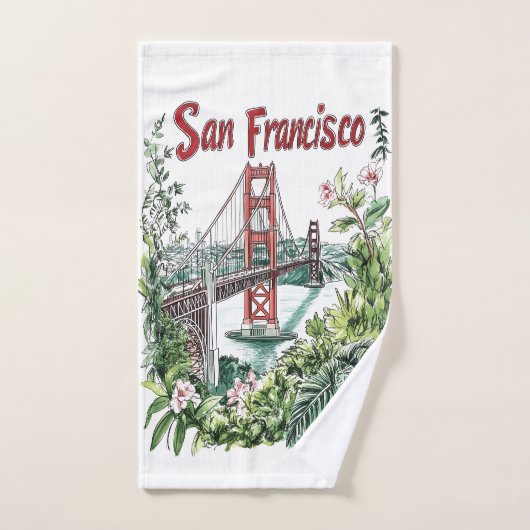 San Francisco Golden Gate Bridge Aquarelontwerp Handdoek (Handdoek)