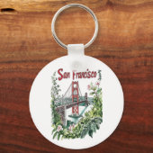 San Francisco Golden Gate Bridge Aquarelontwerp Sleutelhanger (Achterkant)