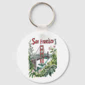 San Francisco Golden Gate Bridge Aquarelontwerp Sleutelhanger (Achterkant)