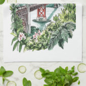 San Francisco Golden Gate Bridge Aquarelontwerp Theedoek (Gevouwen)
