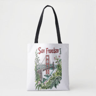 San Francisco Golden Gate Bridge Aquarelontwerp Tote Bag