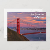 San Francisco Golden Gate Bridge at sunset Briefkaart (Voorkant / Achterkant)