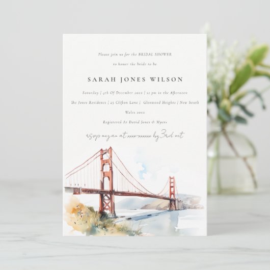 San Francisco Golden Gate Bridge Bridal Shower Kaart (Staand voorkant)