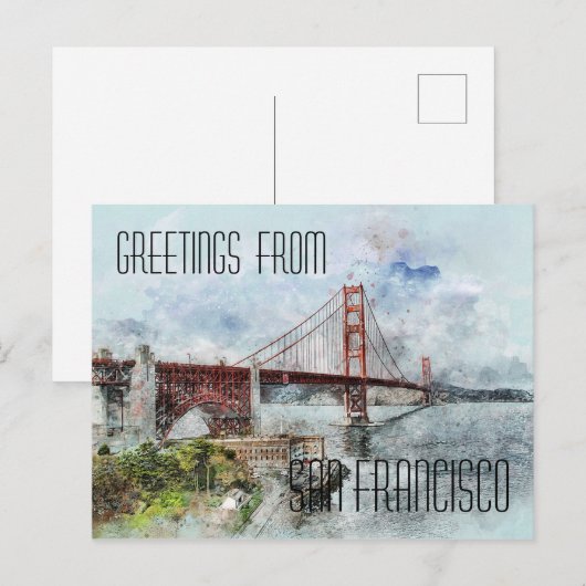 San Francisco Golden Gate Bridge Briefkaart (Voorkant / Achterkant)