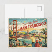 San Francisco Golden Gate Bridge Briefkaart (Voorkant / Achterkant)