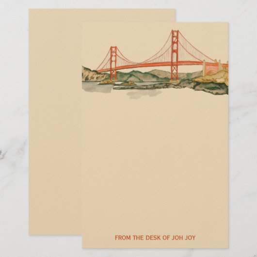 San Francisco Golden Gate Bridge Briefpapier (Voorkant / Achterkant)