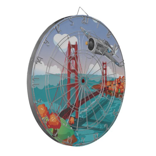 San Francisco Golden Gate Bridge Dartbord (Voorkant Links)