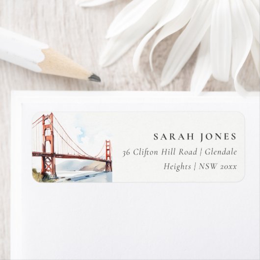 San Francisco Golden Gate Bridge Landscape Address Etiket (Insitu)