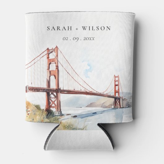 San Francisco Golden Gate Bridge Landscape Wedding Blikjeskoeler (Voorkant)