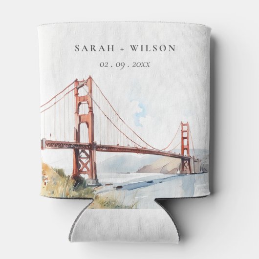 San Francisco Golden Gate Bridge Landscape Wedding Blikjeskoeler (Achterkant)