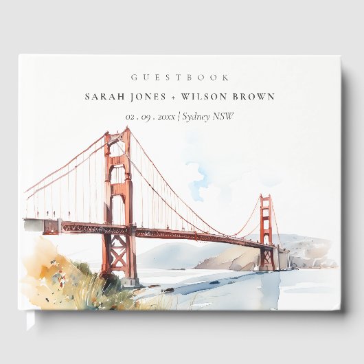 San Francisco Golden Gate Bridge Landscape Wedding Gastenboek (Voorkant)