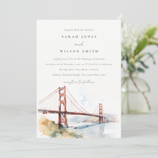 San Francisco Golden Gate Bridge Landscape Wedding Kaart (Staand voorkant)