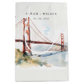 San Francisco Golden Gate Bridge Landscape Wedding Medium Cadeauzakje (Voorkant)