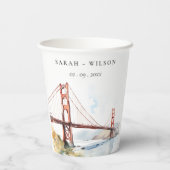 San Francisco Golden Gate Bridge Landscape Wedding Papieren Bekers (Achterkant)