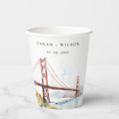 San Francisco Golden Gate Bridge Landscape Wedding Papieren Bekers (Voorkant)