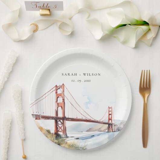San Francisco Golden Gate Bridge Landscape Wedding Papieren Bordje (Huwelijk)