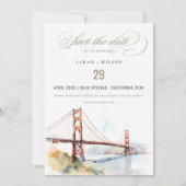San Francisco Golden Gate Bridge Landscape Wedding Save The Date (Voorkant)