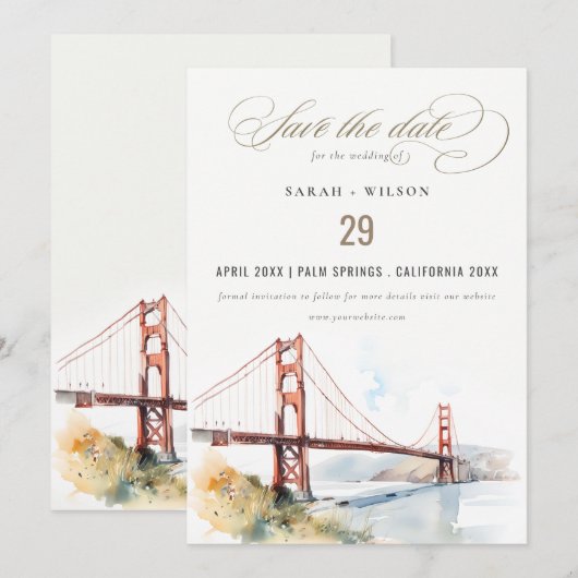San Francisco Golden Gate Bridge Landscape Wedding Save The Date (Voorkant / Achterkant)