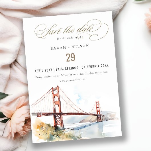 San Francisco Golden Gate Bridge Landscape Wedding Save The Date