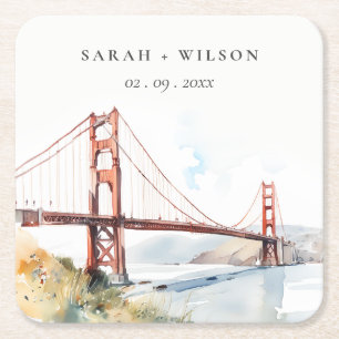 San Francisco Golden Gate Bridge Landschap Bruilof Kartonnen Onderzetters