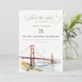 San Francisco Golden Gate Bridge Landschap Bruilof Save The Date (Staand voorkant)