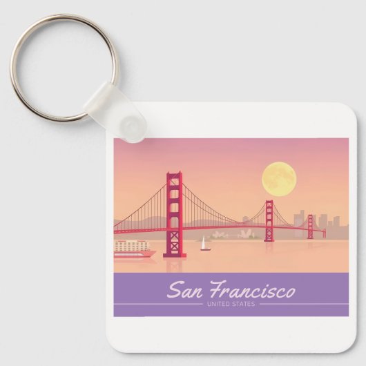 San Francisco Golden Gate Bridge Pastelreizen Sleutelhanger (Voorkant)