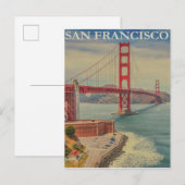 San Francisco Golden Gate Bridge Retro  Briefkaart (Voorkant / Achterkant)