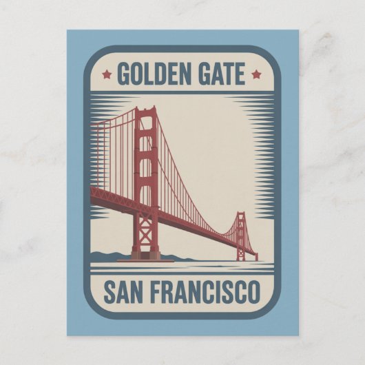 San Francisco Golden Gate Bridge Retro Briefkaart (Voorkant)