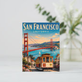 San Francisco Golden Gate Bridge Retro Briefkaart (Staand voorkant)