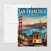 San Francisco Golden Gate Bridge Retro Briefkaart (Voorkant / Achterkant)