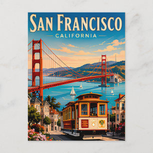 San Francisco Golden Gate Bridge Retro Briefkaart