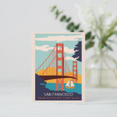 San Francisco Golden Gate Bridge Retro  Briefkaart (Staand voorkant)