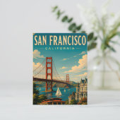 San Francisco Golden Gate Bridge Retro Briefkaart (Staand voorkant)