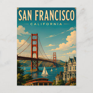 San Francisco Golden Gate Bridge Retro Briefkaart