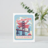 San Francisco Golden Gate Bridge Retro Briefkaart (Staand voorkant)