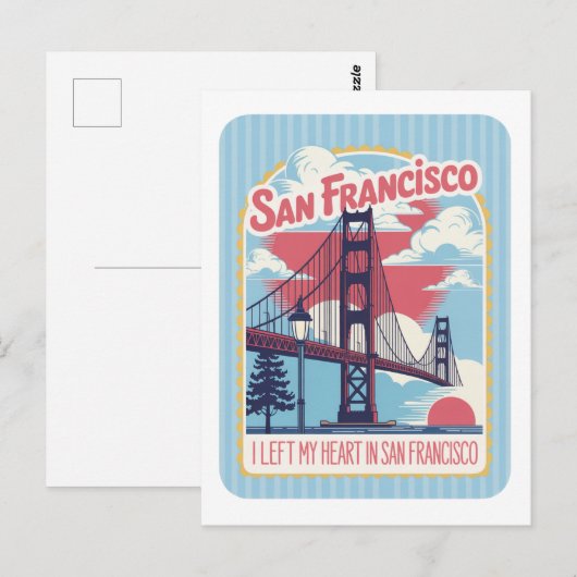 San Francisco Golden Gate Bridge Retro Briefkaart (Voorkant / Achterkant)