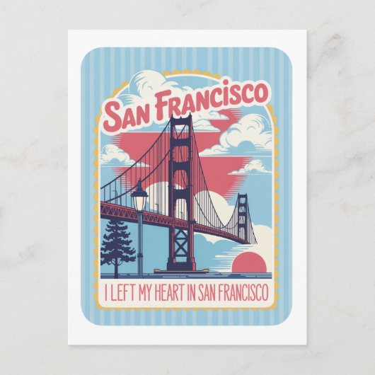 San Francisco Golden Gate Bridge Retro Briefkaart (Voorkant)