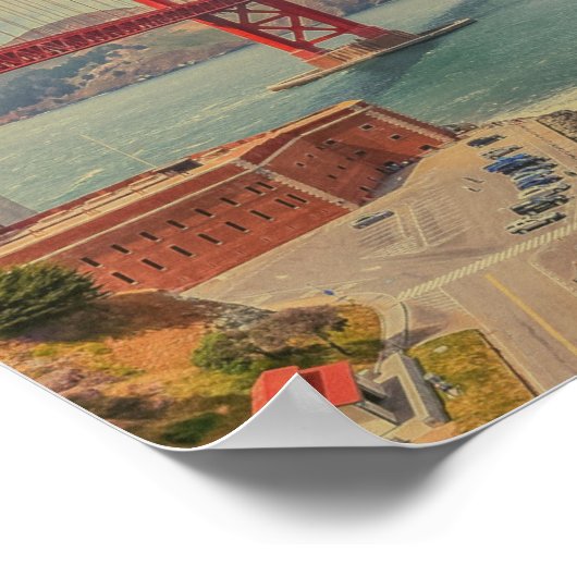 San Francisco Golden Gate Bridge Retro Poster (Hoek)