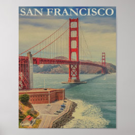 San Francisco Golden Gate Bridge Retro  Poster
