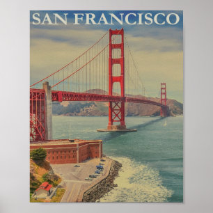 San Francisco Golden Gate Bridge Retro  Poster